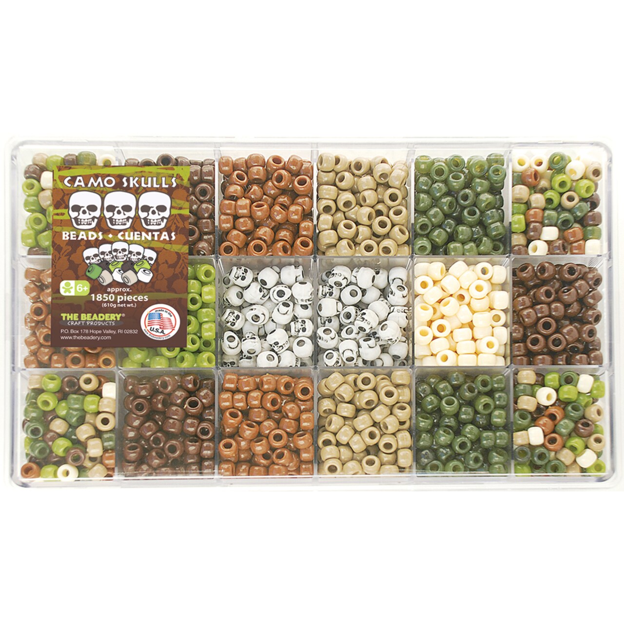 The Beadery Bead Extravaganza Bead Box Kit 21.5oz-Camo & Skulls